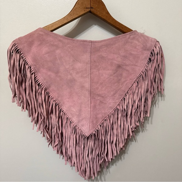 Pioneer Wear Pink Suede Fringe Poncho Western Vintage - Picture 2 of 9